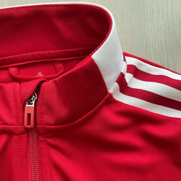 Adidas Three Stripe Red Track Jacket made w/ some recycled materials - Picture 6 of 9